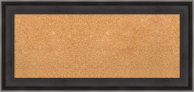 Amanti Art Natural Cork Board for Wall, 16x34 Vision Board with Black Wood Frame, Medium Corkboard Office Decor for Home Organization, Casual Corkboard Pinboard to Display Items for Home Organization
