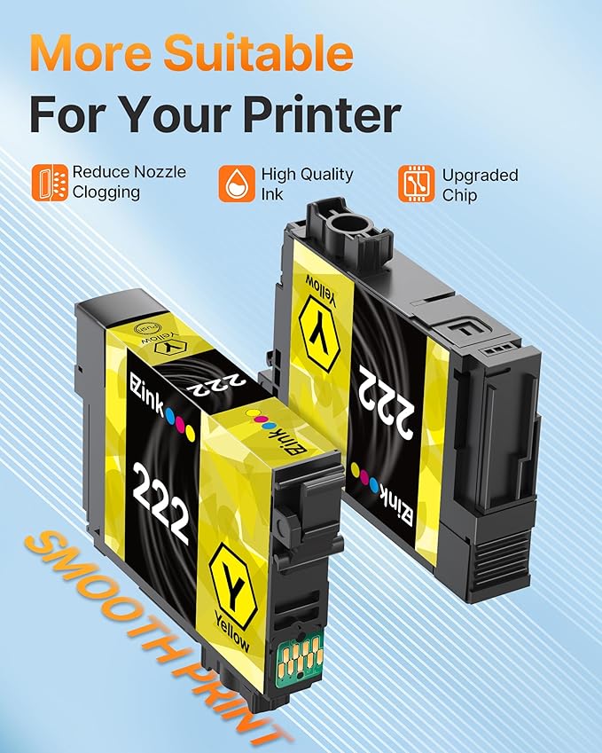E-Z Ink Remanufactured for Epson 222 222XL Ink Cartridges Combo Pack High Yield Work for Workforce WF-2960, Expression Home XP-5200 Printer (Black, Cyan, Magenta, Yellow)