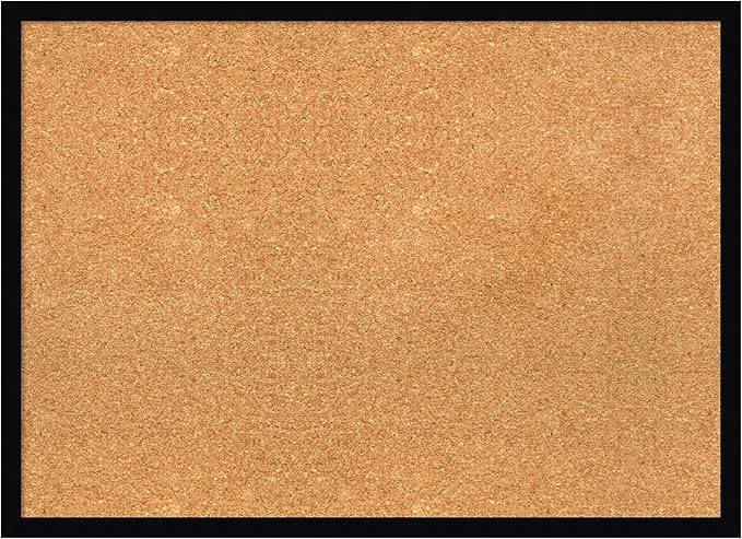 Amanti Art Natural Cork Board for Wall, 21x29 Vision Board with Black Wood Frame, Medium Corkboard Office Decor for Home Organization, Modern Contemporary Corkboard Pinboard to display items for home