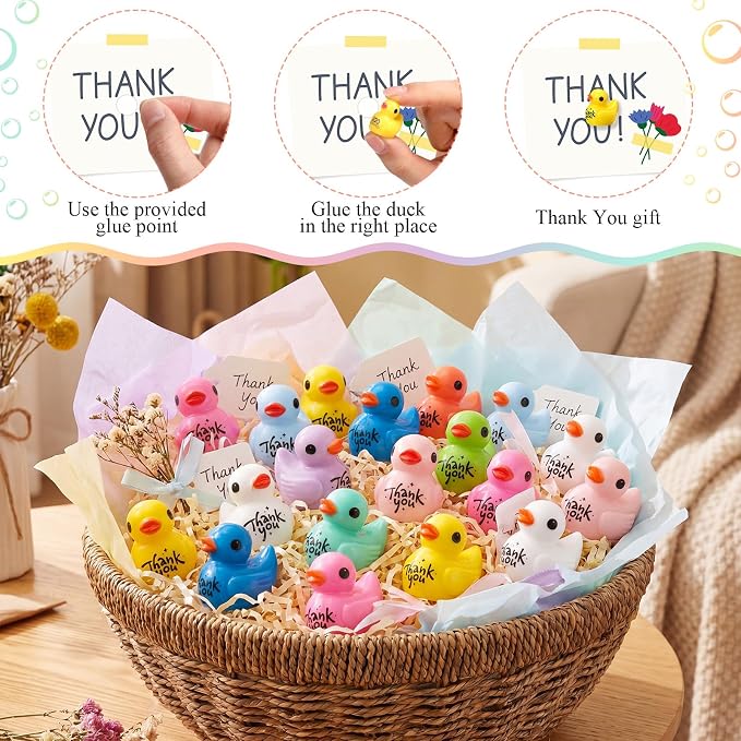 Skylety 50 Pcs Thank You Gifts Mini Resin Ducks Appreciation Gifts - Image 3