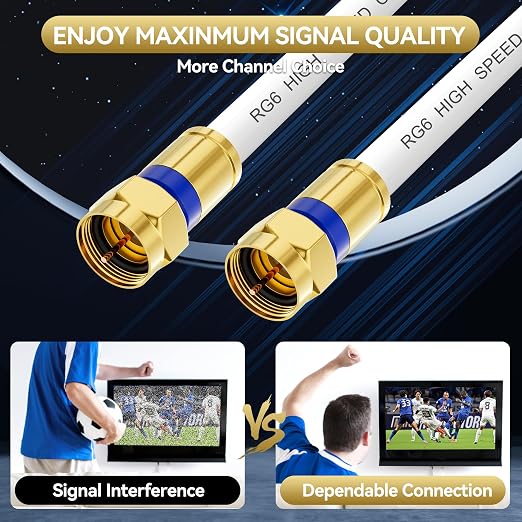 Coaxial Cable 1.5ft 5Pack, RG6 Coax Cable Cord Extender - Image 2