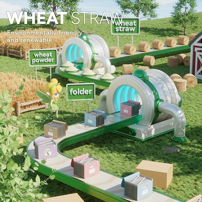 Accordion File Organizer, 13 Pockets Wheat Straw Expanding File Folder, Portable Monthly Paper Bill Tax Receipt Organizer, Letter A4 Size Document Holder with Colorful Tab - Wheat Yellow