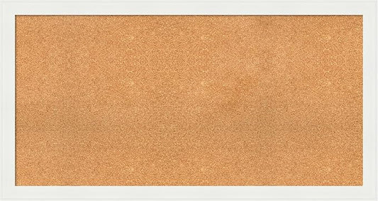 Amanti Art Natural Cork Board for Wall, 27x51 Vision Board with White Frame, Oversize Corkboard Office Decor for Home Organization, Casual Corkboard Pinboard to Display Items for Home Organization in