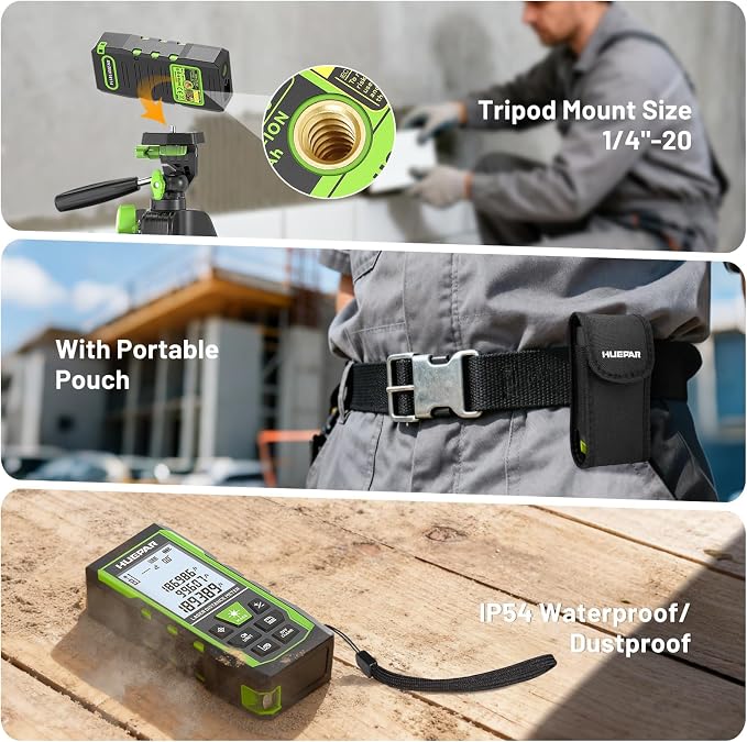 Laser Measuring Tool 3-in-1, Huepar 165 Ft Laser Measure & 33 Ft Green Cross - Image 8