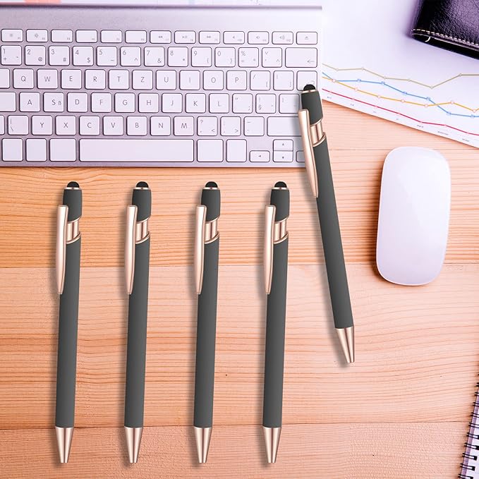 36 Pcs Blue Ink Ballpoint Pen with Stylus 2 in 1 Ballpoint Pen for Touch Screens School Office Coworkers (Gray Rose Gold)