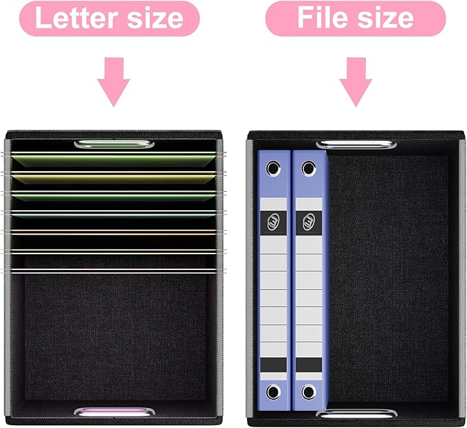 Huolewa Portable Leather File Organizer Storage Boxes, Collapsible File Folder Organizer Boxes with Lids, Document Organizer, Decorative Filing Box Cabinet for Letter/Legal File Folder Storage