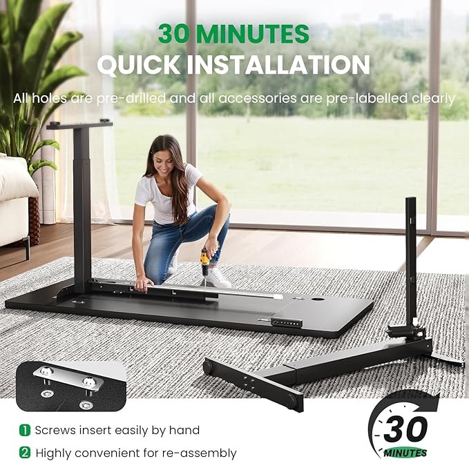 SIAGO Electric Standing Desk Adjustable - 55 x 24 Inch Sit Stand up Desk with Cable Management - 3 Memory Preset Adjustable Height Table