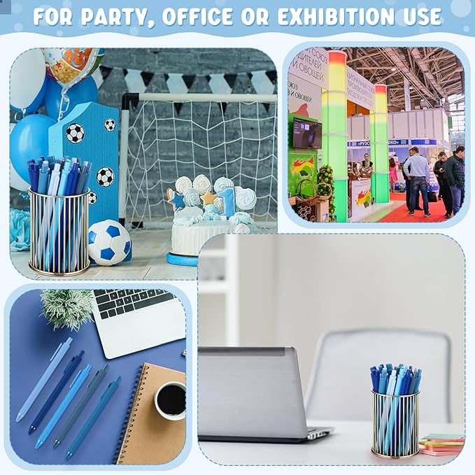 100 Pcs Ballpoint Pens Bulk Retractable Writing 1. 0 mm Black Ink Cute Pens Smooth Writing Color Fancy Gift for Teacher Student Employee Office School Home Baby Shower Supplies (Blue Series)