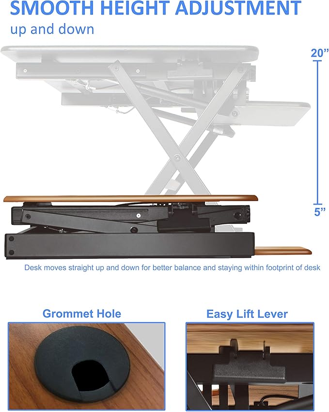 Rocelco 46" Large Height Adjustable Standing Desk Converter with Anti Fatigue Mat BUNDLE - Quick Sit Stand Up Triple Monitor Riser - Retractable Keyboard Tray - Black (R DADRB-46-MAFM)