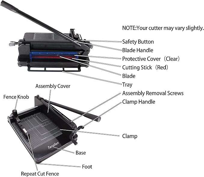 Heavy Duty Guillotine Paper Cutter - 400 Sheets Capacity, A4 12" Stack Paper Trimmer, Steel Base, Black