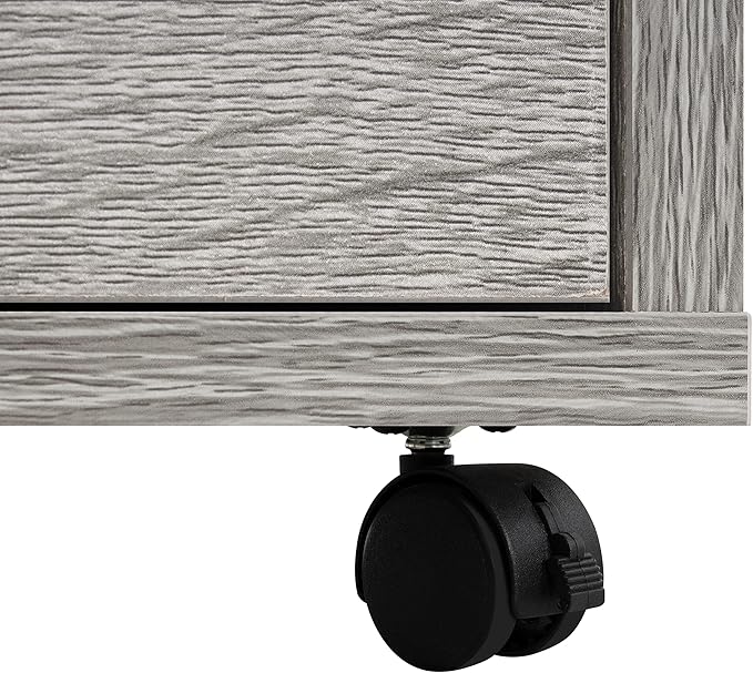 Naomi Home 5 Drawer Office Storage File Cabinet, Under Desk Cabinets for Organization Filing Cabinet with Wheels, Printer Stand Storage, 180 lbs Capacity - Gray Oak 11394AM