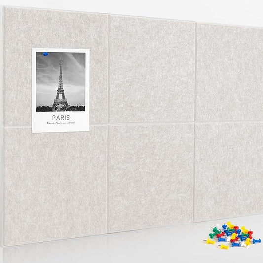 AKTOP Cork Board Bulletin Board 24"x36", 6 Pack Removable Felt Cork Board Tiles for Wall, Large Corkboard Notice Pin Board for Office, School & Home,24 Safe Adhesive Tabs, 20 Push Pins, Latte