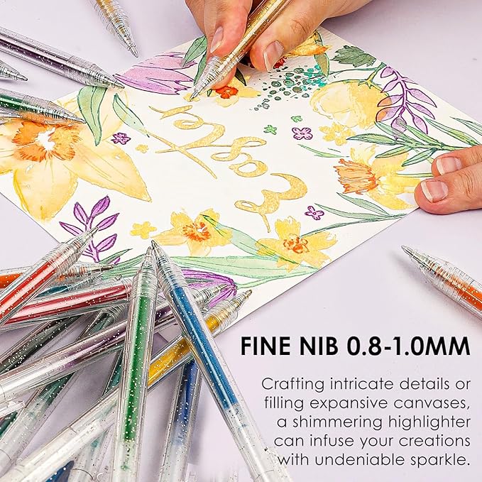 Grabie Glitter Pens (18 Colors Retractable Glitter Gel Ink Pens New)