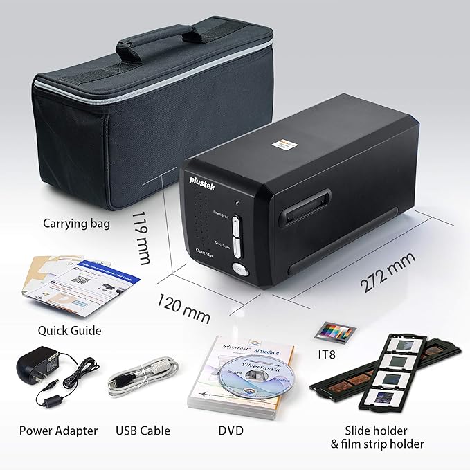 Plustek OpticFilm 8200i AI - 35mm Film & Slides Scanner. IT 8 Calibration Target + SilverFast Ai Studio 9, 7200 dpi Resolution 64Bit HDRi , Mac/PC