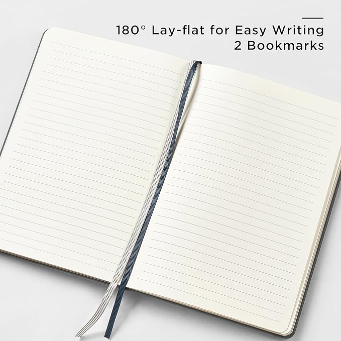 A5 Lined Leather Journal and Pen Set, Hardcover Notebook with Pen, 160 Pages 100gsm Thick Ruled Paper for for Women Men Work Business School or Home Writing, 5.7'' x 8'' (Dark Blue)