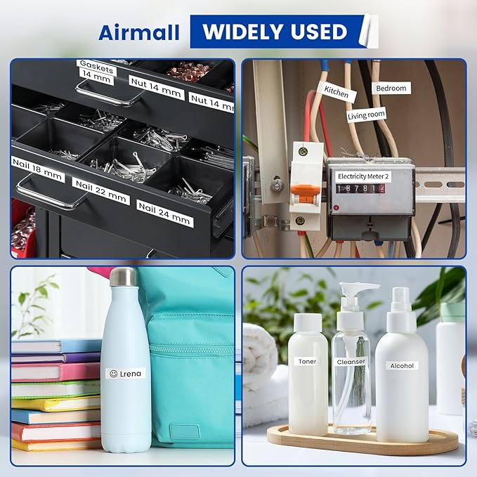 Airmall Tze 12mm 0.47 Laminated White Label Maker Tape Refill Compatible with Brother 12mm .47 Laminated White Tz Tape TZe-231 TZ-231 for PT-D200 D210 D220 H110 D410 P710BT 1750 1180, 20Pack