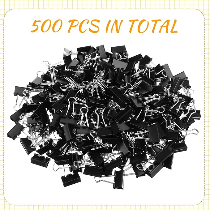 Jetec 500 Pieces 1 Inch Black Binder Clips Bulk Medium Paper Clamps Metal Paper Clips for Teachers Students Classroom Business Office and School Office Supplies