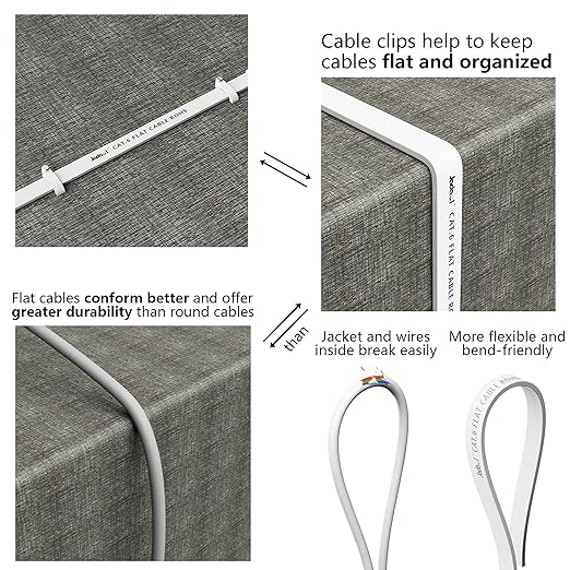 Jadaol Cat 6 Ethernet Cable 30 ft, 10Gbps Support Cat8 Cat7 Network, Flat RJ45 - Image 5