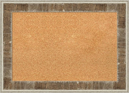 Amanti Art Natural Cork Board for Wall, 21x29 Vision Board with Brown Wood Frame, Medium Corkboard Office Decor for Home Organization, Country Rustic Corkboard Pinboard to Display Items for Home