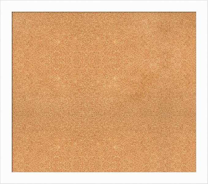 Amanti Art Natural Cork Board for Wall, 31x35 Vision Board with White Frame, Large Corkboard Office Decor for Home Organization, Casual Corkboard Pinboard to Display Items for Home Organization in