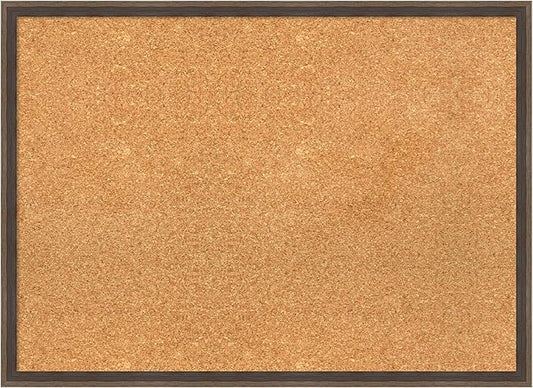 Amanti Art Natural Cork Board for Wall, 21x29 Vision Board with Brown Wood Frame, Medium Corkboard Office Decor for Home Organization, Modern Contemporary Corkboard Pinboard to display items for home