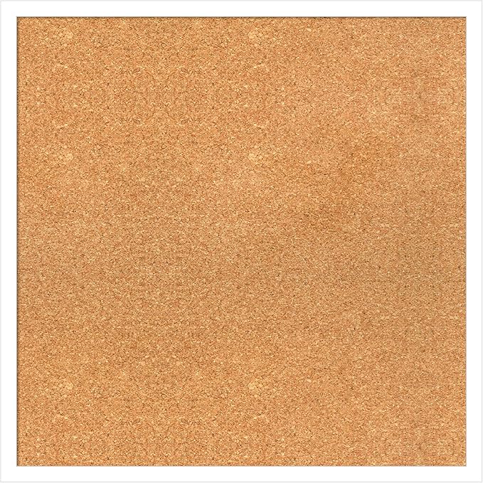 Amanti Art Natural Cork Board for Wall, 23x23 Vision Board with White Frame, Medium Corkboard Office Decor for Home Organization, Modern Corkboard Pinboard to Display Items for Home Organization in
