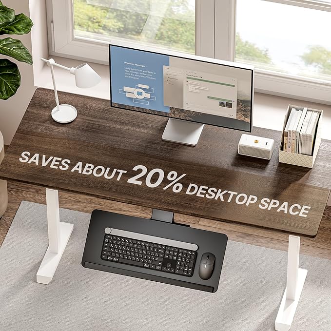 Keyboard Tray Under Desk with Storage Drawer, Height Adjustable Keyboard Tray Slide Out Swivel Tilt, Ergonomic Under Desk Mount Keyboard & Mouse Holder for Gaming Home Office, 25x11'', Black