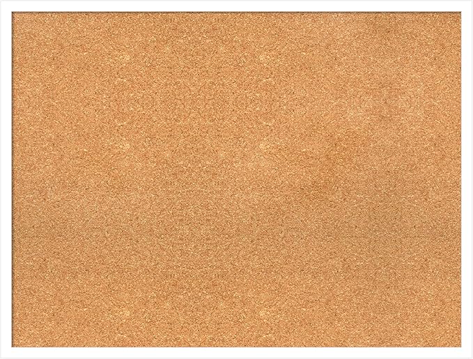 Amanti Art Natural Cork Board for Wall, 25x33 Vision Board with White Frame, Large Corkboard Office Decor for Home Organization, Modern Corkboard Pinboard to Display Items for Home Organization in