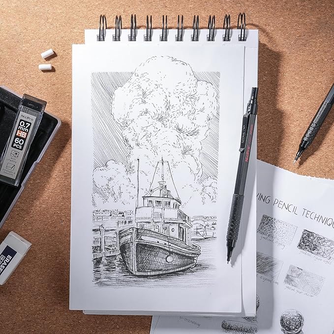 Nicpro 35PCS Black Metal Mechanical Pencils Set in Case, Art Drafting Pencil 0.5, 0.7, 0.9 mm & 3PCS 2mm Graphite Lead Holder for Drawing Sketching With 20 Tube Lead Refills(6B 4B 2B HB 2H 4H Colors)