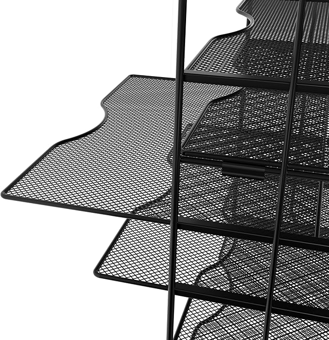 EasyPAG Mesh Desk Tray Organizer 8 Slot Classroom Office Desktop File Paper Sorter, Black