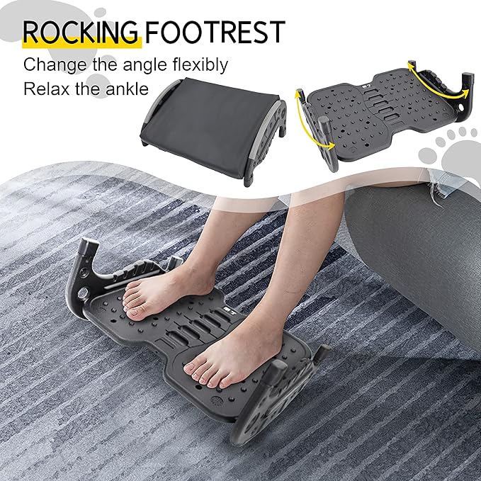 Under Desk Foot Rest,Foot Stool with Massage Texture，Includes Comfortable Memory Foam，Easy Assembly and disassembly (YB-RD)