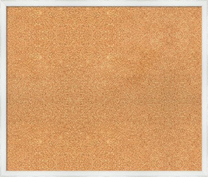 Amanti Art Natural Cork Board for Wall, 23x27 Vision Board with White Frame, Medium Corkboard Office Decor for Home Organization, Country Rustic Corkboard Pinboard to Display Items for Home