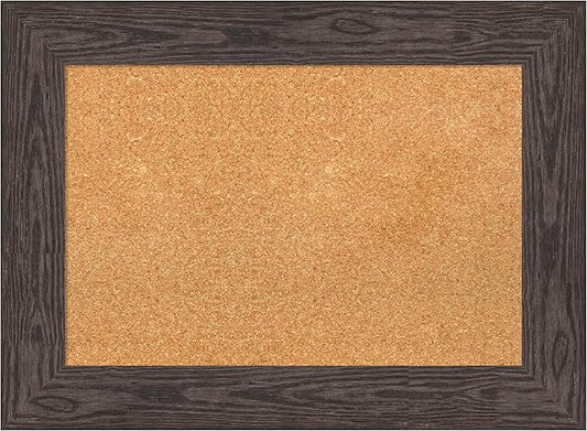 Amanti Art Natural Cork Board for Wall, 22x30 Vision Board with Black Wood Frame, Medium Corkboard Office Decor for Home Organization, Country Rustic Corkboard Pinboard to Display Items for Home