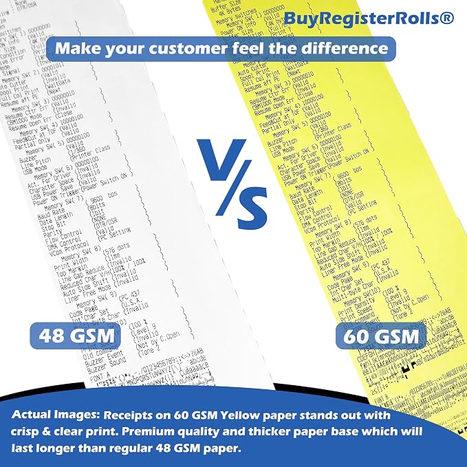 3 1/8 x 230 Yellow Thermal Paper Receipt Rolls fits all Clover POS Cash - Image 4
