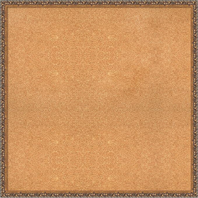 Amanti Art Natural Cork Board for Wall, 34x34 Vision Board with Bronze Frame, Large Corkboard Office Decor for Home Organization, Traditional Corkboard Pinboard to Display Items for Home Organization