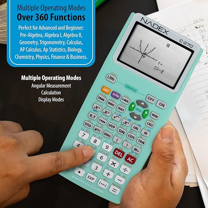 Scientific Calculator with Graph Functions for College and High School Students, Engineering, Advanced Mathematics, Calculus, Algebra, Geometery, Trigonometry, Statistics, Physics, Chemistry - Green