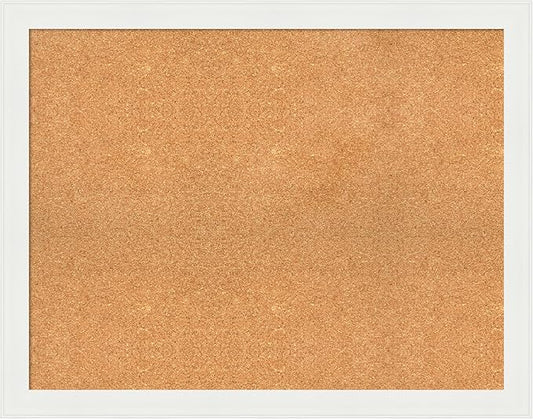 Amanti Art Natural Cork Board for Wall, 29x37 Vision Board with White Frame, Large Corkboard Office Decor for Home Organization, Casual Corkboard Pinboard to Display Items for Home Organization in