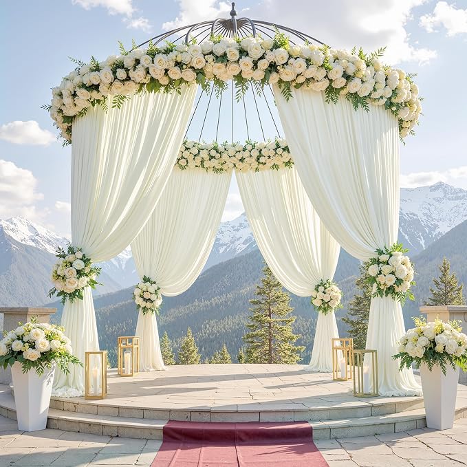 50ft x 15ft Ivory Backdrop Curtains - Image 5