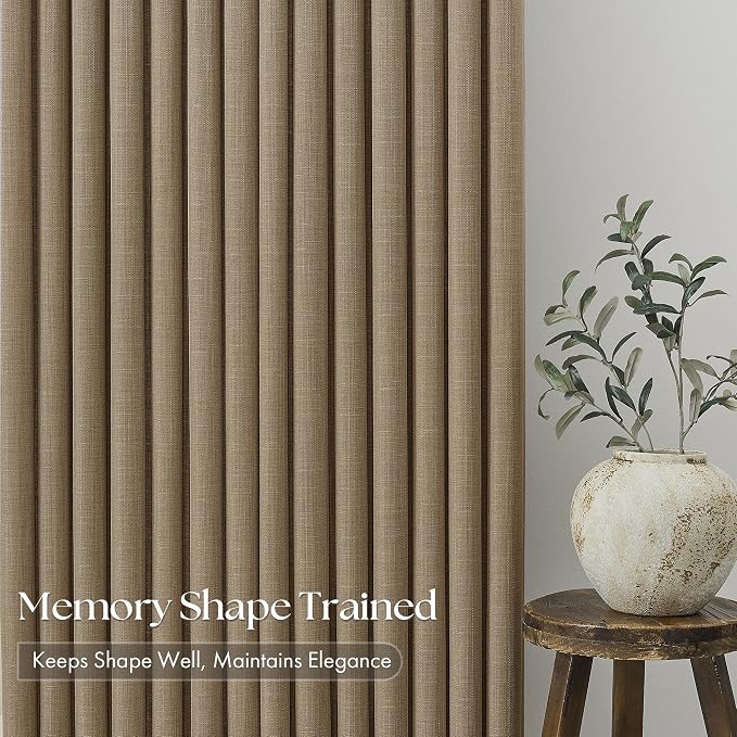 Light Brown Pinch Pleated Bedroom Curtains 96 Inches Long 4 Panels Set - Image 4