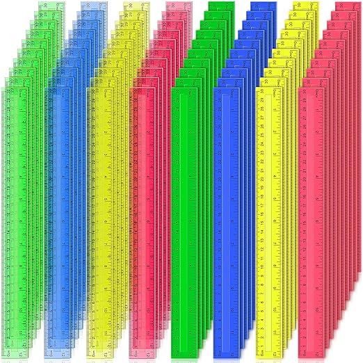 504 Pcs Rulers Bulk, 12 Inch Plastic Assorted Color Clear Rulers with Inches Centimeters Millimeter. Measuring Drawing Tool for Kids, Ideal Back to School Classroom Office Home Supplies