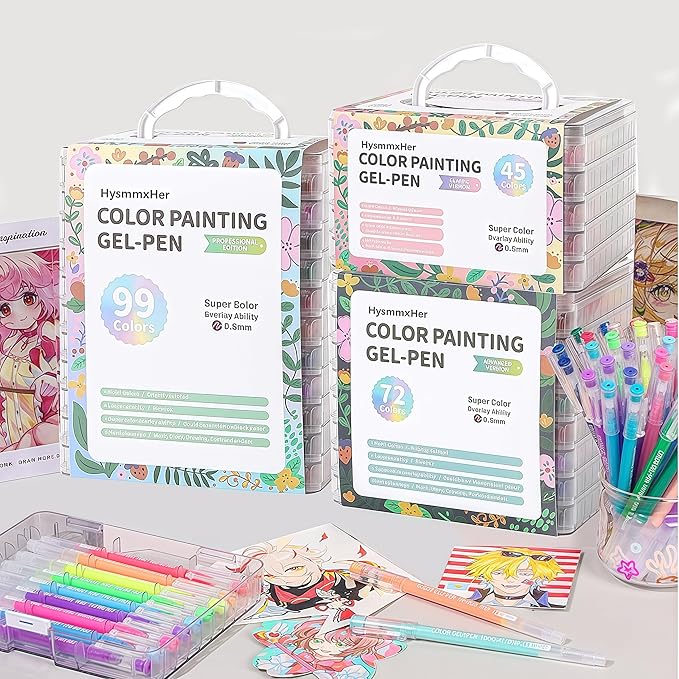 Colored Gel Pens Set, 0.6mm Fine Point for Black & White Paper, Cute Pens for Journaling, Adult Coloring Books, Bible, Drawing, Note Taking, School & Journaling Supplies (99 Luxury Colors)