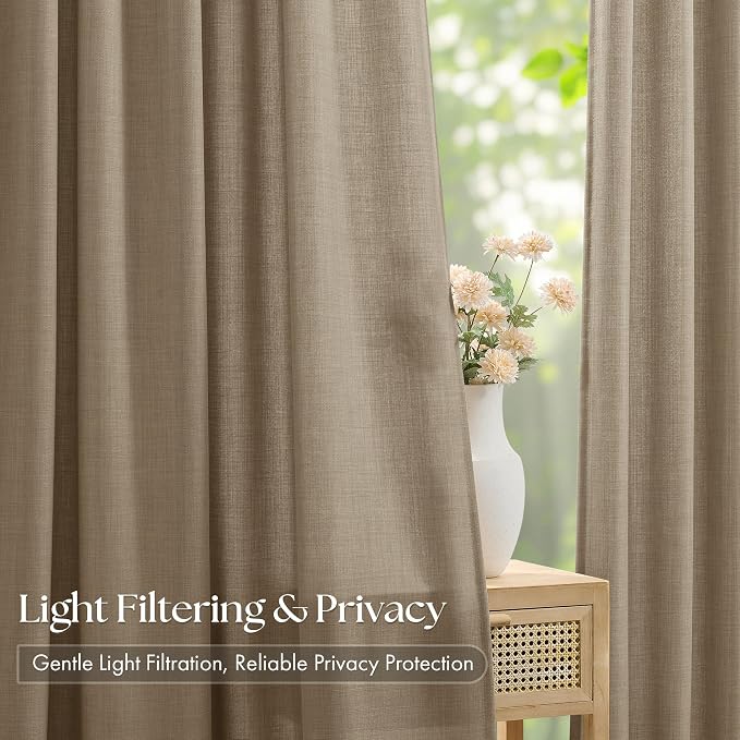 Extra Long 112 Inch Pinch Pleated Living Room Curtains 4 Panels Set, Light - Image 3