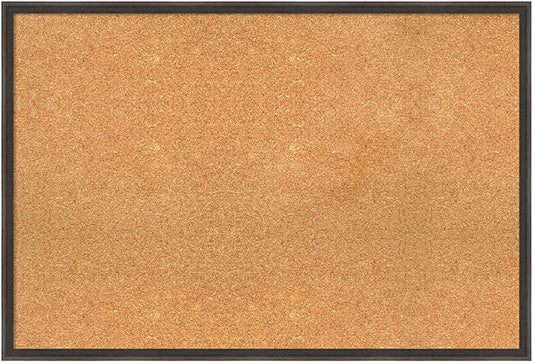 Amanti Art Natural Cork Board for Wall, 25x37 Vision Board with Brown Wood Frame, Large Corkboard Office Decor for Home Organization, Casual Corkboard Pinboard to display items for home organization