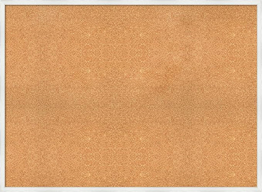 Amanti Art Natural Cork Board for Wall, 33x45 Vision Board with White Frame, Oversize Corkboard Office Decor for Home Organization, Country Rustic Corkboard Pinboard to Display Items for Home