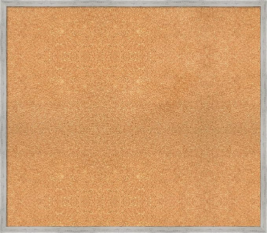 Amanti Art Natural Cork Board for Wall, 27x31 Vision Board with White Frame, Large Corkboard Office Decor for Home Organization, Cottage Corkboard Pinboard to Display Items for Home Organization in