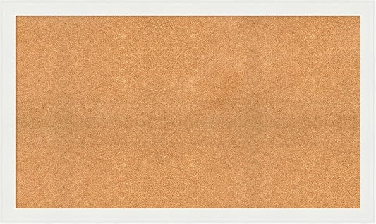 Amanti Art Natural Cork Board for Wall, 29x49 Vision Board with White Frame, Oversize Corkboard Office Decor for Home Organization, Casual Corkboard Pinboard to Display Items for Home Organization in