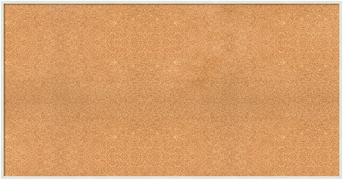 Amanti Art Natural Cork Board for Wall, 27x51 Vision Board with White Frame, Oversize Corkboard Office Decor for Home Organization, Modern Corkboard Pinboard to Display Items for Home Organization in