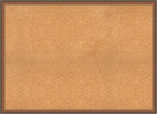 Amanti Art Natural Cork Board for Wall, 32x44 Vision Board with Bronze Frame, Oversize Corkboard Office Decor for Home Organization, Modern Corkboard Pinboard to Display Items for Home Organization
