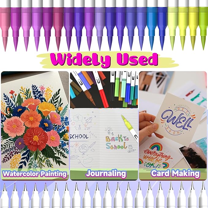 120 Color Dual Tips Brush Pens, Fine and Brush Tip Markers with Swatch Card for Adult Coloring, Art Markers Set for Journaling Calligraphy Drawing Sketching Doodling Illustrating