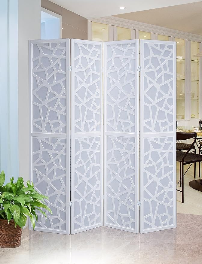 NicBex Room Divider 4 Panel Room Dividers with Paper-Looking Partition Room Dividers and Folding Privacy Screens Wall Divider for Home, Office, Room Separation,70" W x 1" D x 70" H, White
